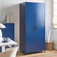 Wyld and Coco Navy Blue Steel Storage Cabinet 2 Doors 4 Adjustable Shelves