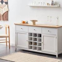Wyld and Coco White MDF Sideboard - 2 Doors Drawers & Wine Rack W160 x D40 x H84cm