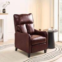 Wyld and Coco Heritage Recliner Armchair Dark Brown Faux Leather Adjustable