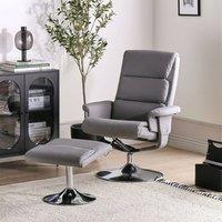 Wyld and Coco Matt Grey Faux Leather Recliner Armchair with Heated 5-Point Massage