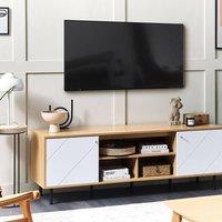 Wyld and Coco TV Stand Light Brown and White MDF with Storage 160 x 56 x 40 cm
