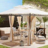 Wyld and Coco Beige Gazebo Curtains Black Powder Coat Steel Frame 300 x 400cm | Size: 300 x 400 cm