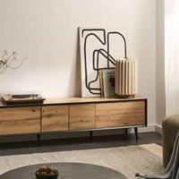 Wyld and Coco TV Stand - Light Brown MDF 2 Doors 4 Drawers Metal Legs