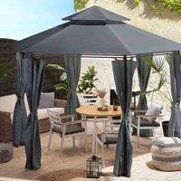 Wyld and Coco Hexagonal Garden Gazebo Black Steel Dark Grey UV Resistant