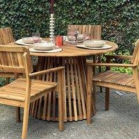 Wyld and Coco Acacia 120 cm Round Outdoor Dining Table Light Brown