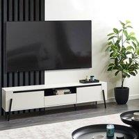 Wyld and Coco White TV Stand Industrial Metal Legs Fits up to 75 inch TVs One