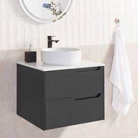Wyld and Coco Black MDF Wall-Mounted Cabinet 600x520mm Fluted Front