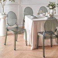 Wyld and Coco Black Transparent Polycarbonate Dining Chairs Set of 4