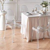 Wyld and Coco 4 Pack Transparent Polycarbonate Dining Chairs Armless Stackable in Clear