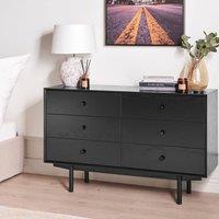 Wyld and Coco Everhome 6-Drawer Chest Black MDF Modern Storage Unit
