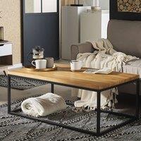 Wyld and Coco Teak Top Coffee Table with Matte Black Iron Base 100 x 60 cm in Brown