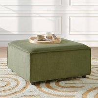 Wyld and Coco Green Cord Ottoman - Modular Footstool with Black Legs