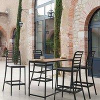 Wyld and Coco Black Stackable Dining and Bar Armless Chairs Set 4 Detachable Bar