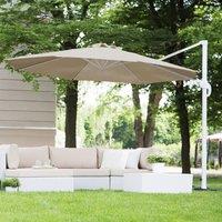 Wyld and Coco 240cm Cantilever Parasol Beige Sand Crank 360 Swivel Weather