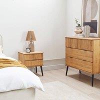 Wyld and Coco Everpine 4-Drawer Chest of Drawers - Light Pine W100 x D45 x H91cm in Brown