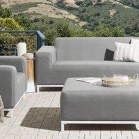 Wyld and Coco Grey Ottoman White Aluminium Legs Water Resistant Polyester