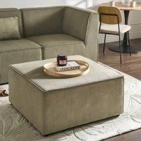 Wyld and Coco Green Corduroy Ottoman - Square Footstool Modern Design