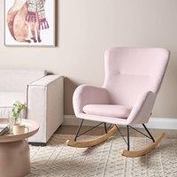 Wyld and Coco Velvet Haven Pink Velvet Rocking Chair - Metal Legs