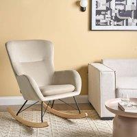 Wyld and Coco Glam Velvet Rocking Chair Beige with Rubberwood Rockers