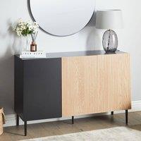Wyld and Coco 3-Door Ribbed Front Sideboard - Black MDF with Ash Veneer