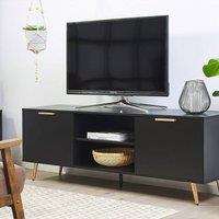 Wyld and Coco TV Stand Black Gold for 75-Inch TVs with Cable Management