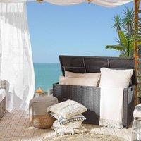 Wyld and Coco Outdoor Storage Box Brown Faux Rattan Garden Chest 126 x 46 cm