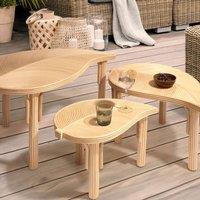Wyld and Coco Natural Rattan Nest of 3 Coffee Tables - Leaf Design Indoor-Outdoor