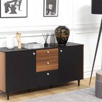 Wyld and Coco Black Sideboard Dark Wood Panels 3 Drawers and 2 Doors W160 x D40cm