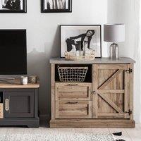 Wyld and Coco Everwood Sideboard Light Brown Oak 100 x 40 x 79 cm 1 Door 2 Drawers