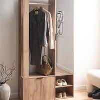 Wyld and Coco Light Brown Chipboard Wardrobe Coat Rack Shoe Cubbies Mirrored Door