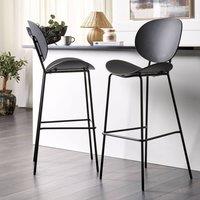 Wyld and Coco Set of 2 Black Bar Chairs - Polypropylene Seat Powder-Coated Iron Legs