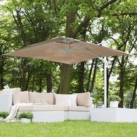 Wyld and Coco 235 cm Cantilever Garden Parasol Sand Beige Canopy White Steel Pole