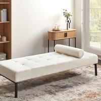 Wyld and Coco White Boucl Chaise Longue with Metal Legs