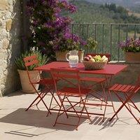 Wyld and Coco Red Steel Foldable Garden Dining Set Rectangular Table L110 x D70cm