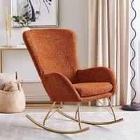Wyld and Coco Boucl Rocking Chair - Orange with Gold-Tone Metal Legs