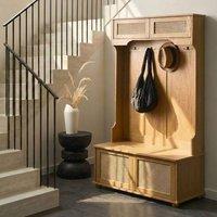 Wyld and Coco Light Brown Wall Mounted Shoe Storage and Coat Rack 6 Compartments