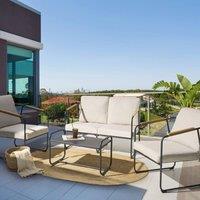 Wyld and Coco Steel 4-Seater Outdoor Lounge Set Light Beige with Table