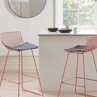 Wyld and Coco Rose-Gold Counter-Height Bar Chairs 2-Pack with Black Faux Leather in Rose Gold