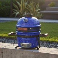 Wyld and Coco Blue Ember Ceramic Kamado Grill with Lid Thermometer Bamboo Handles