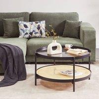 Wyld and Coco Viennese Braid Coffee Table 80 cm Round Black Metal Tempered Glass