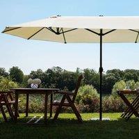 Wyld and Coco 247 cm Oval Garden Parasol - Beige Powder-Coated Aluminium