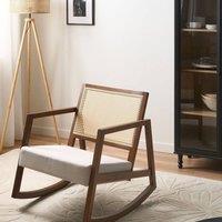 Wyld and Coco Rocking Armchair Beige Woven Fabric with Braided Backrest