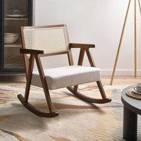 Wyld and Coco Vienna Backrest Rocking Armchair - Brown Beige Fabric