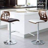 Wyld and Coco 2-Piece Bar Stool Set - Dark Brown Faux Leather Gas Lift