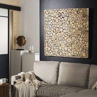 Wyld and Coco Teak Cross-Section Wall Art in Light Brown