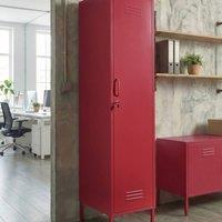 Wyld and Coco Red Metal Storage 2 Door 5 Removable Shelves Hanging Rail Lockable