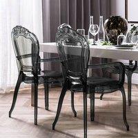 Wyld and Coco Transparent Black Polycarbonate Dining Chairs - Stackable Set of 2