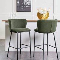 Wyld and Coco Modern Dark Green Bar Chairs Set of 2 with Curved Back