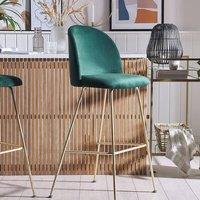 Wyld and Coco Green Velvet Counter-Height Bar Chairs Set of 2