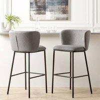 Wyld and Coco Set of 2 Armless Bar Chairs Grey Polyester Black Metal Legs